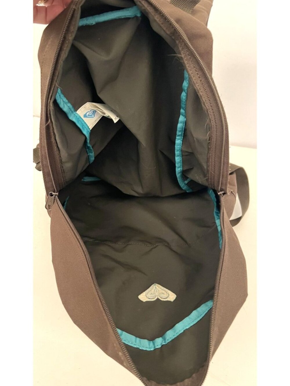 ROXY Brown Blue Girls Backpack School Bag Logo Preppy Cheerleader Surfer - Picture 7 of 8